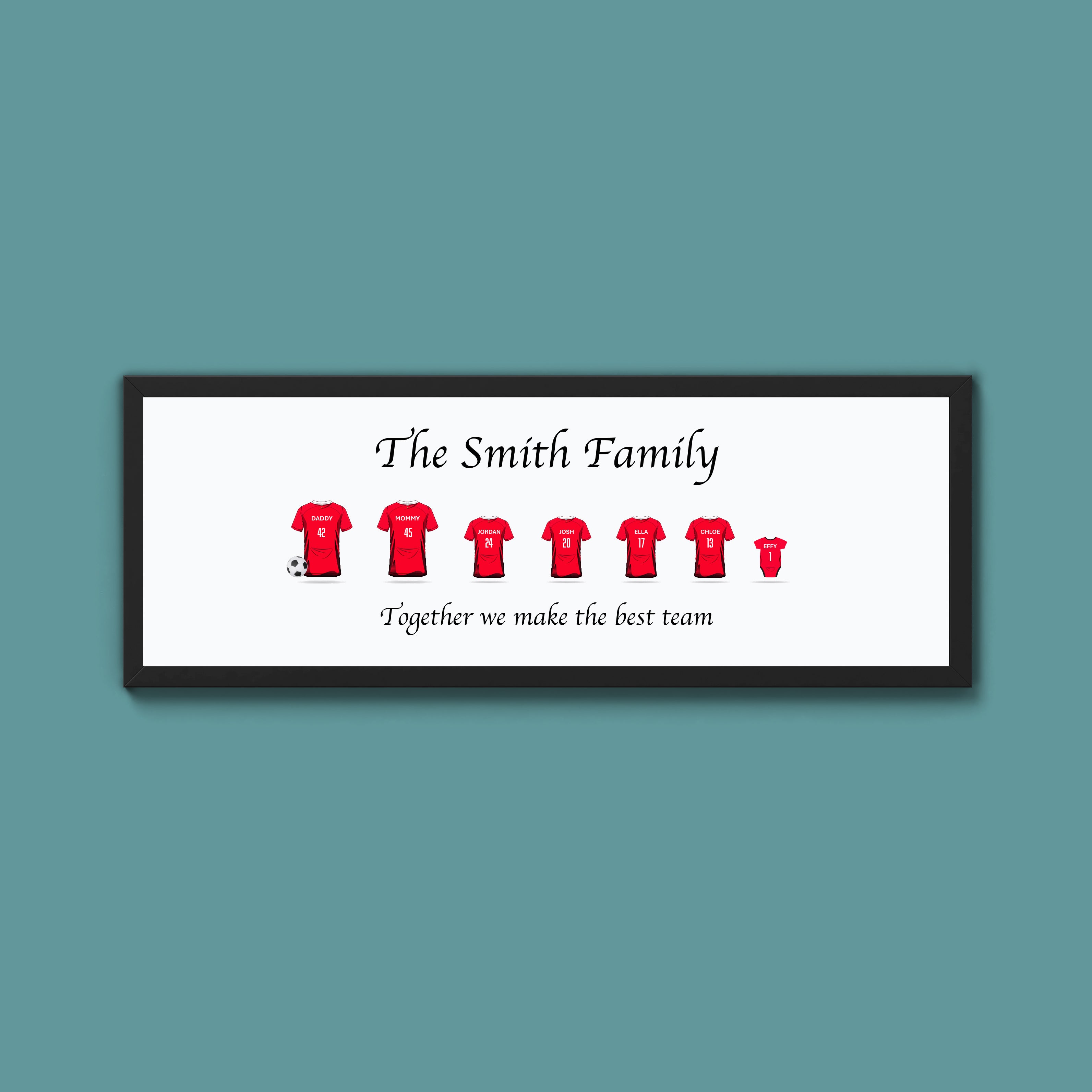 Personalised Family Football Shirts Framed Print
