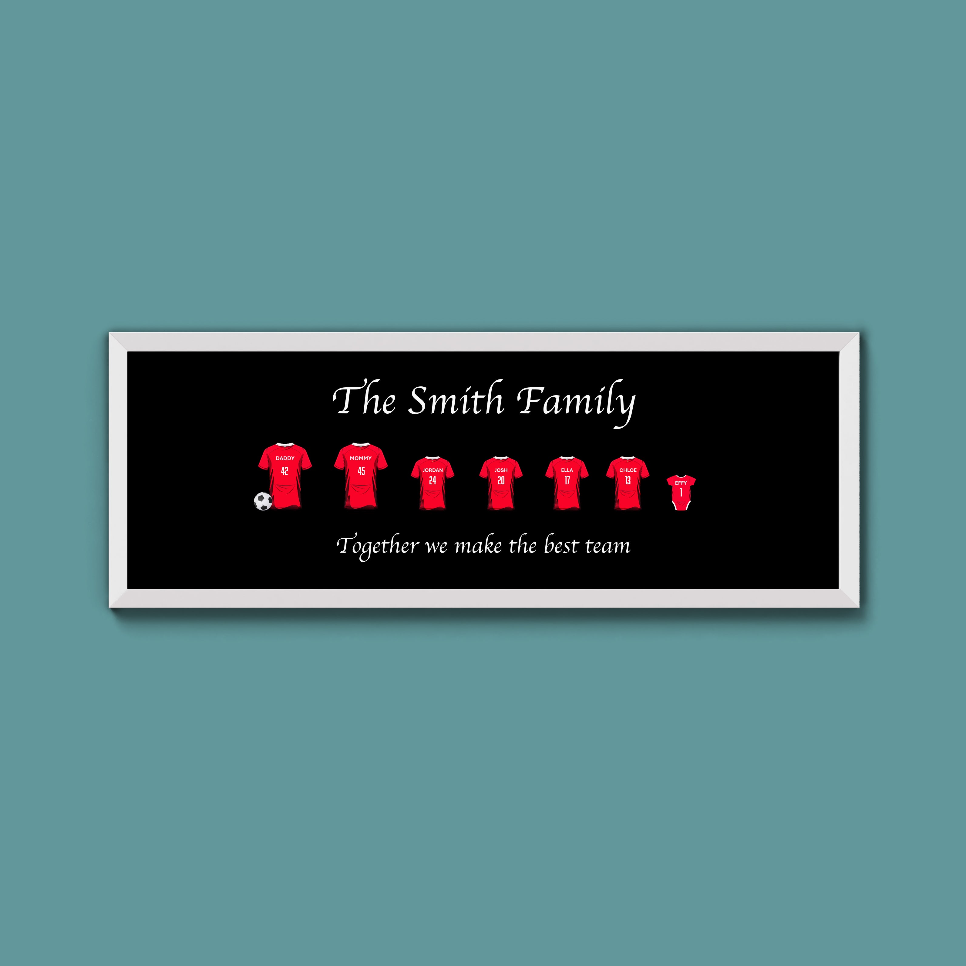 Personalised Family Football Shirts Framed Print