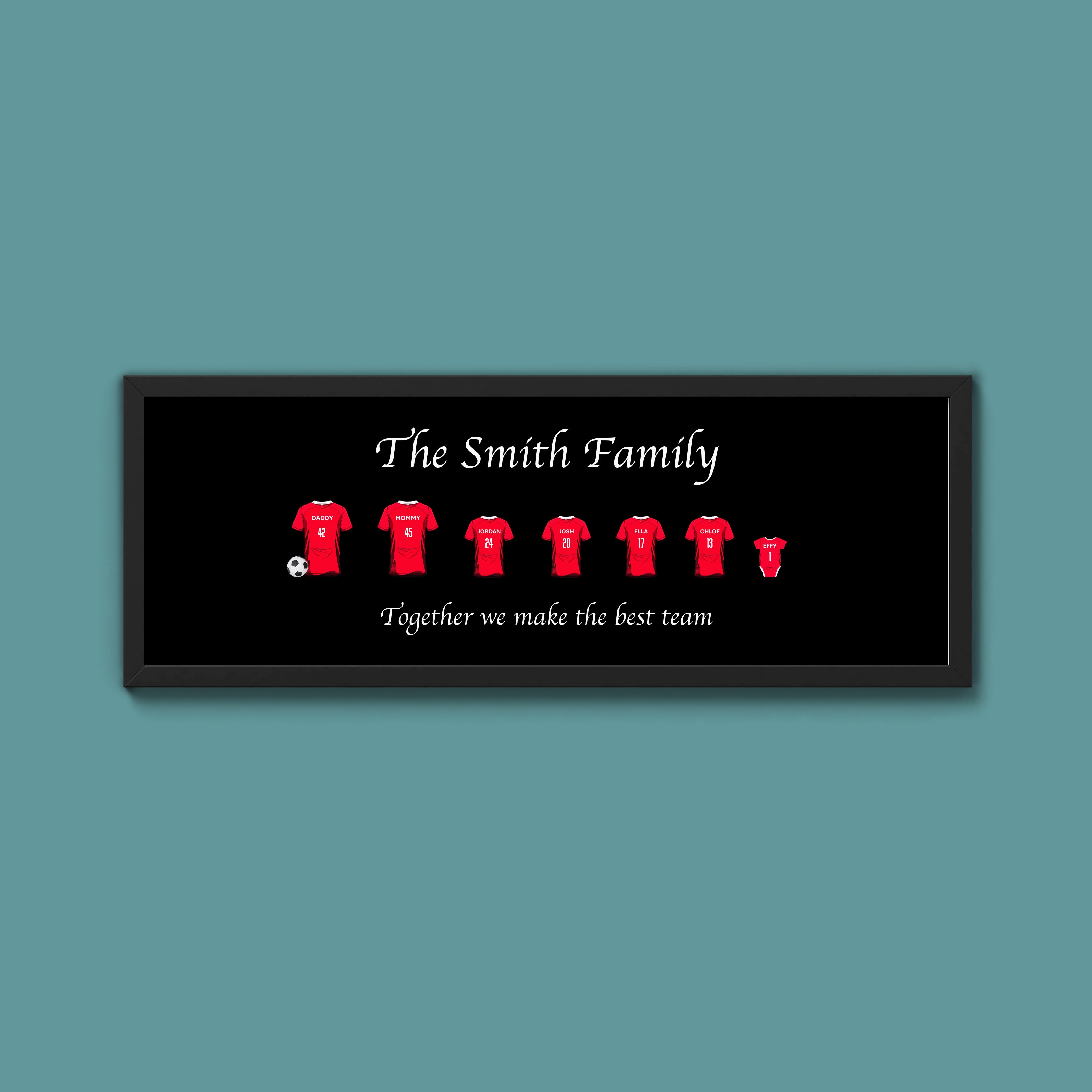 Personalised Family Football Shirts Framed Print