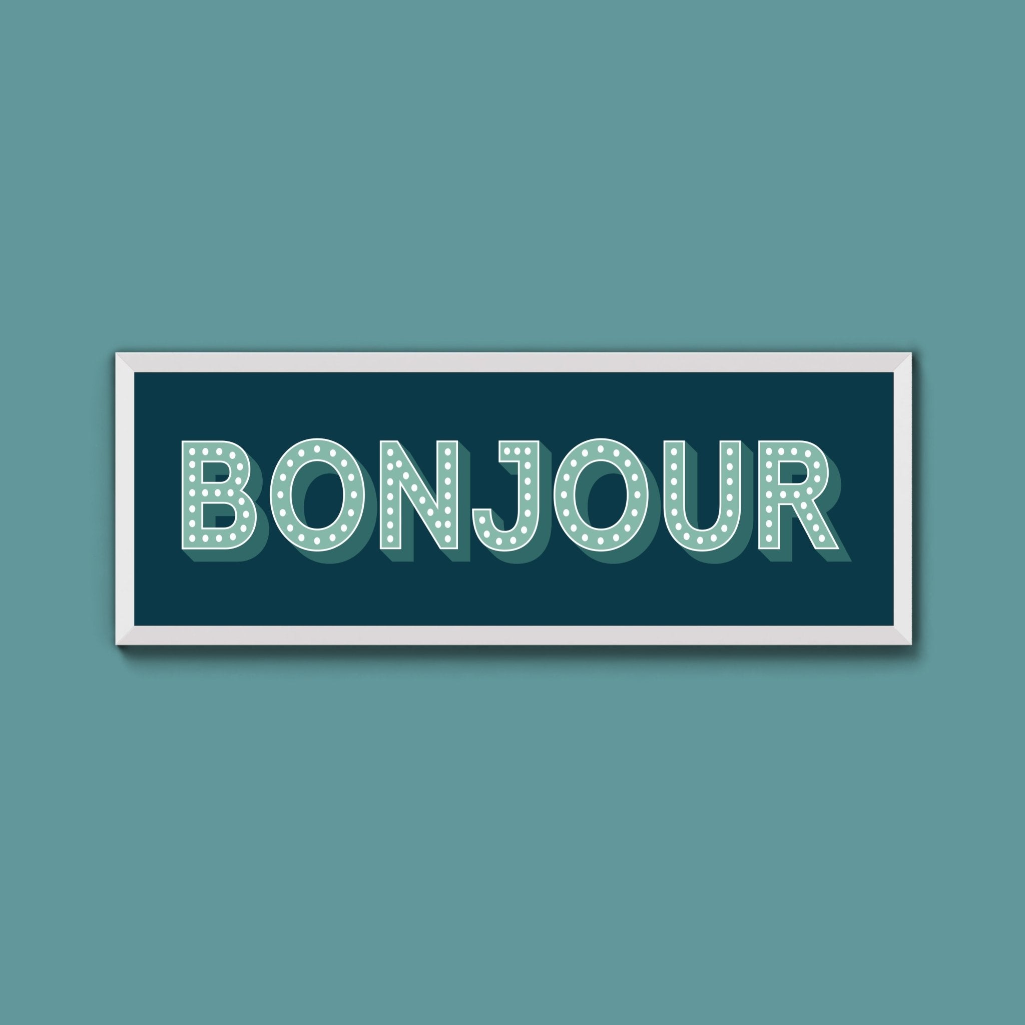 Bonjour Framed Print (New Style) - Above The Door
