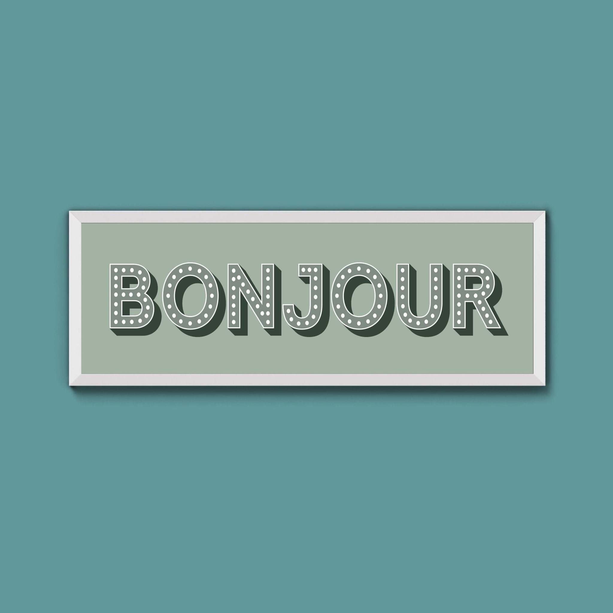 Bonjour Framed Print (New Style) - Above The Door