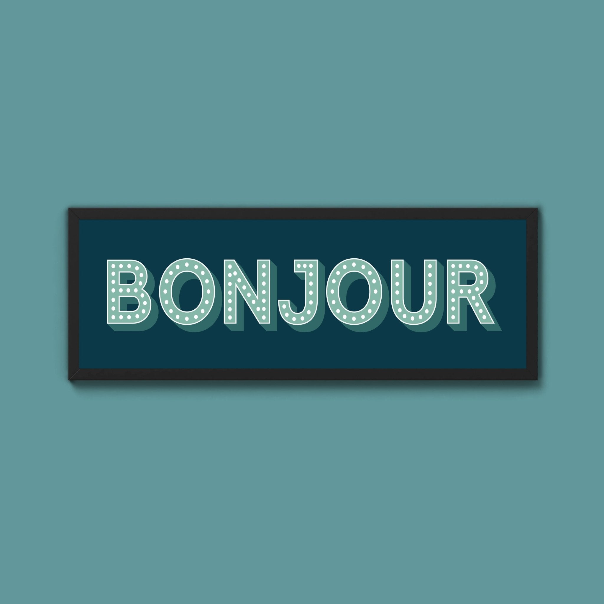 Bonjour Framed Print (New Style) - Above The Door
