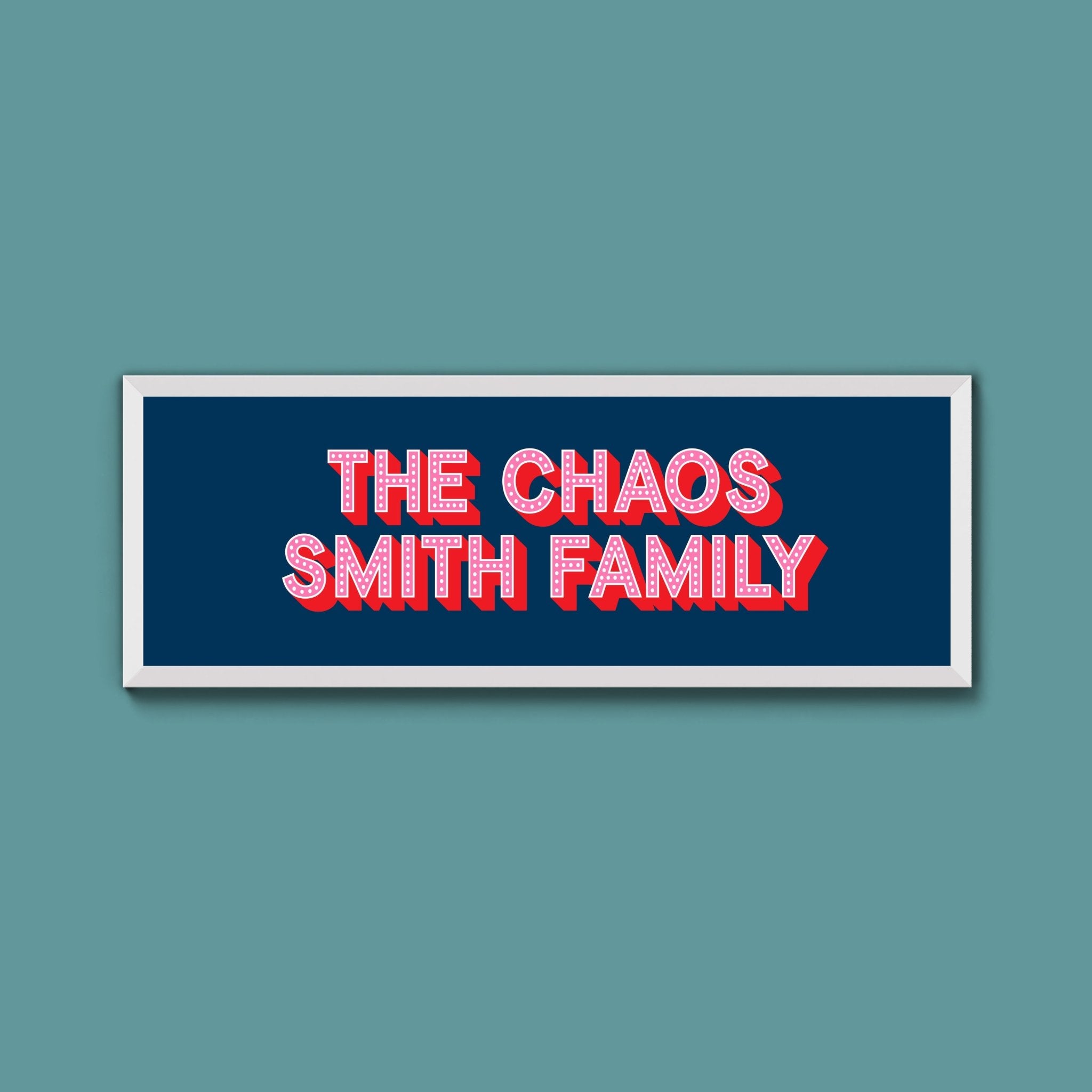 Personalised Chaos Family Name Framed Print (New Style) - Above The Door
