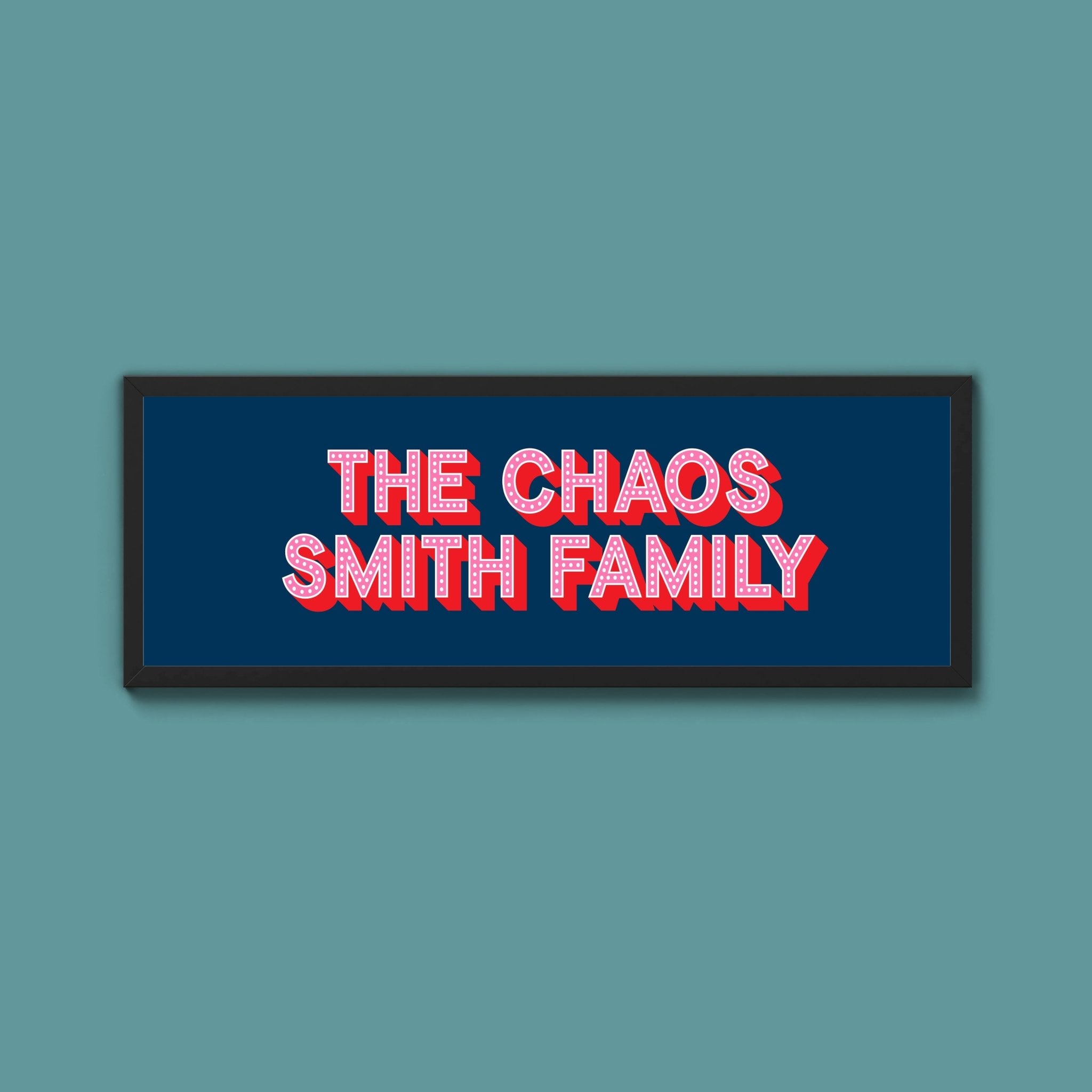 Personalised Chaos Family Name Framed Print (New Style) - Above The Door