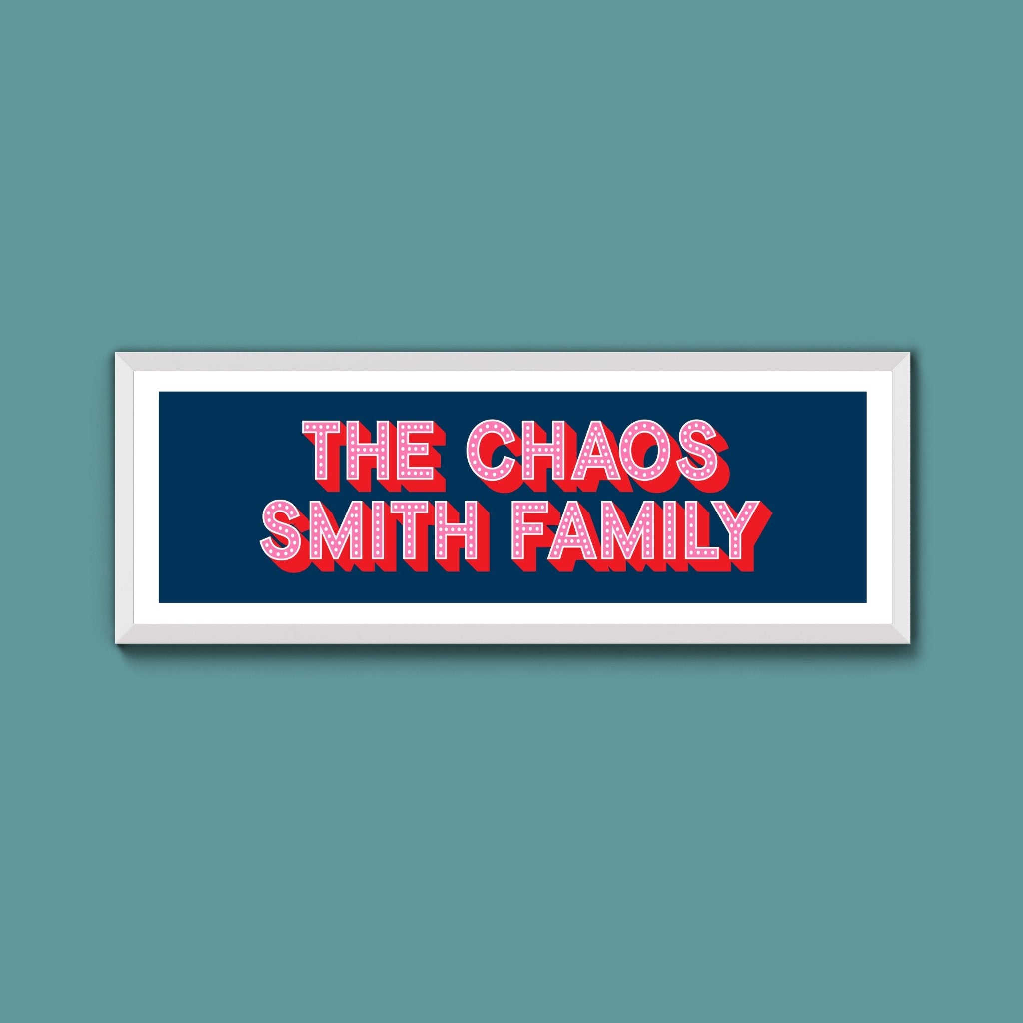 Personalised Chaos Family Name Framed Print (New Style) - Above The Door