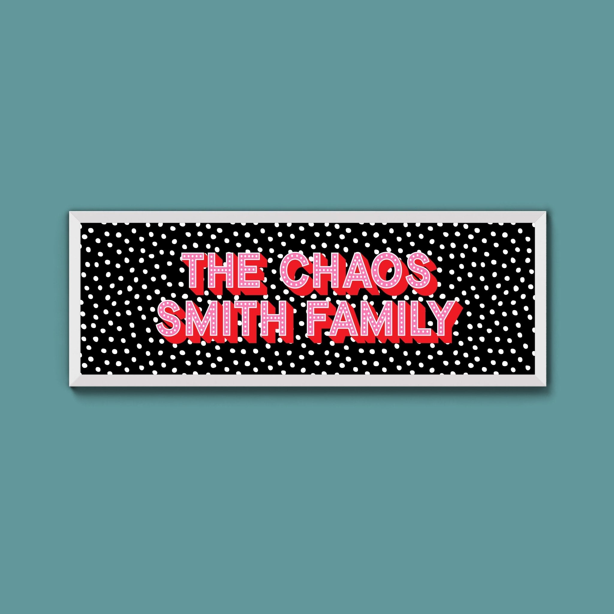 Personalised Chaos Family Name Framed Print (New Style) - Above The Door