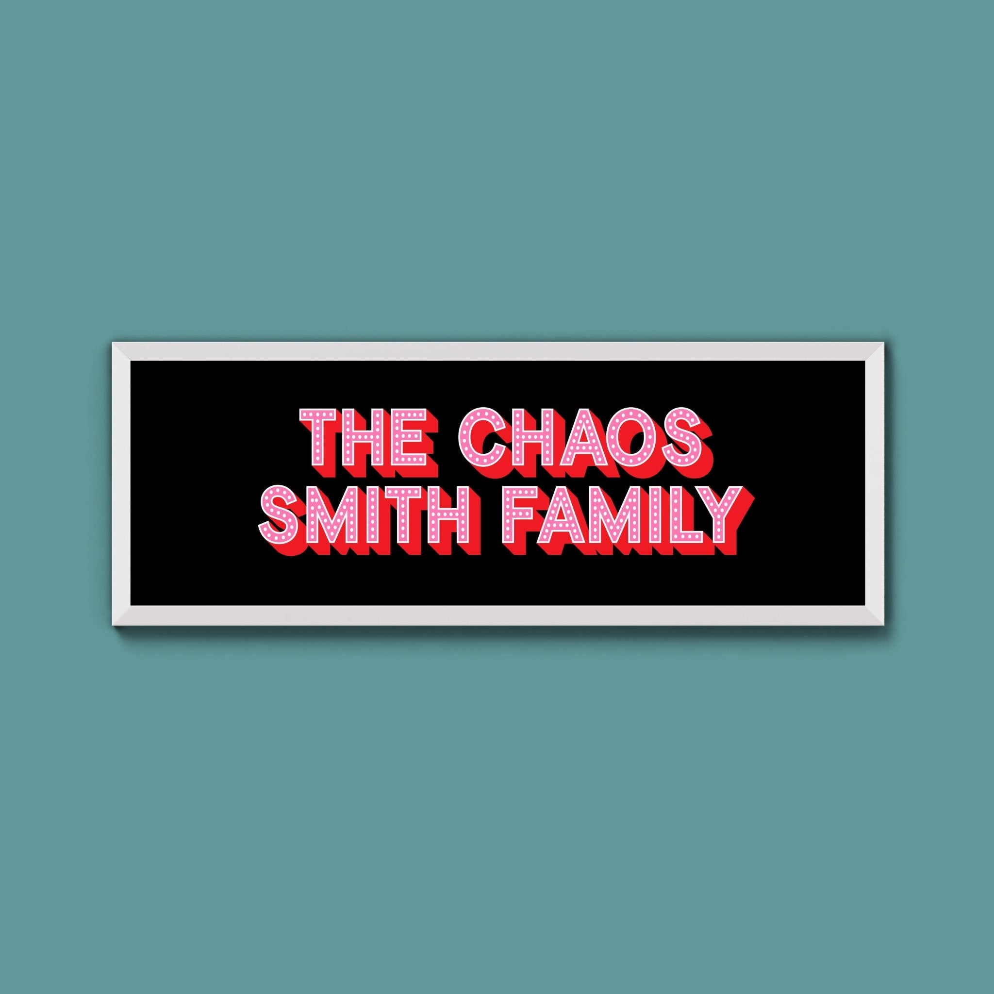 Personalised Chaos Family Name Framed Print (New Style) - Above The Door