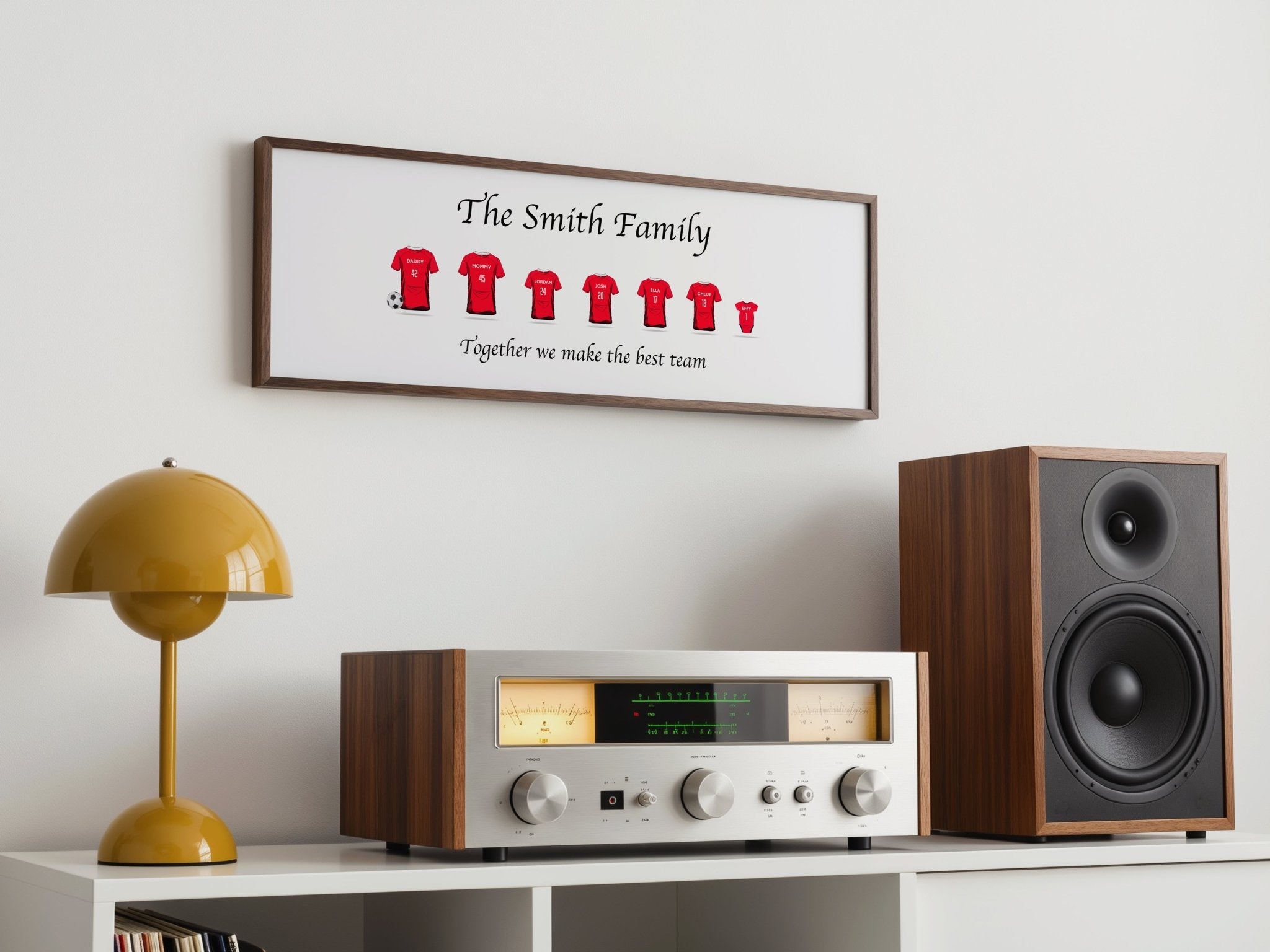 Personalised Family Football Shirts Framed Print - Above The Door