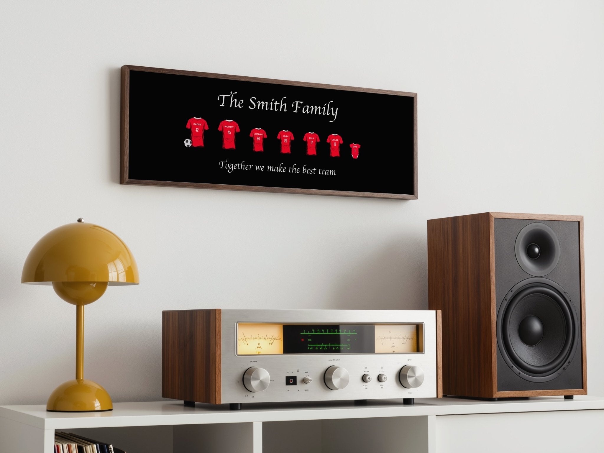 Personalised Family Football Shirts Framed Print - Above The Door