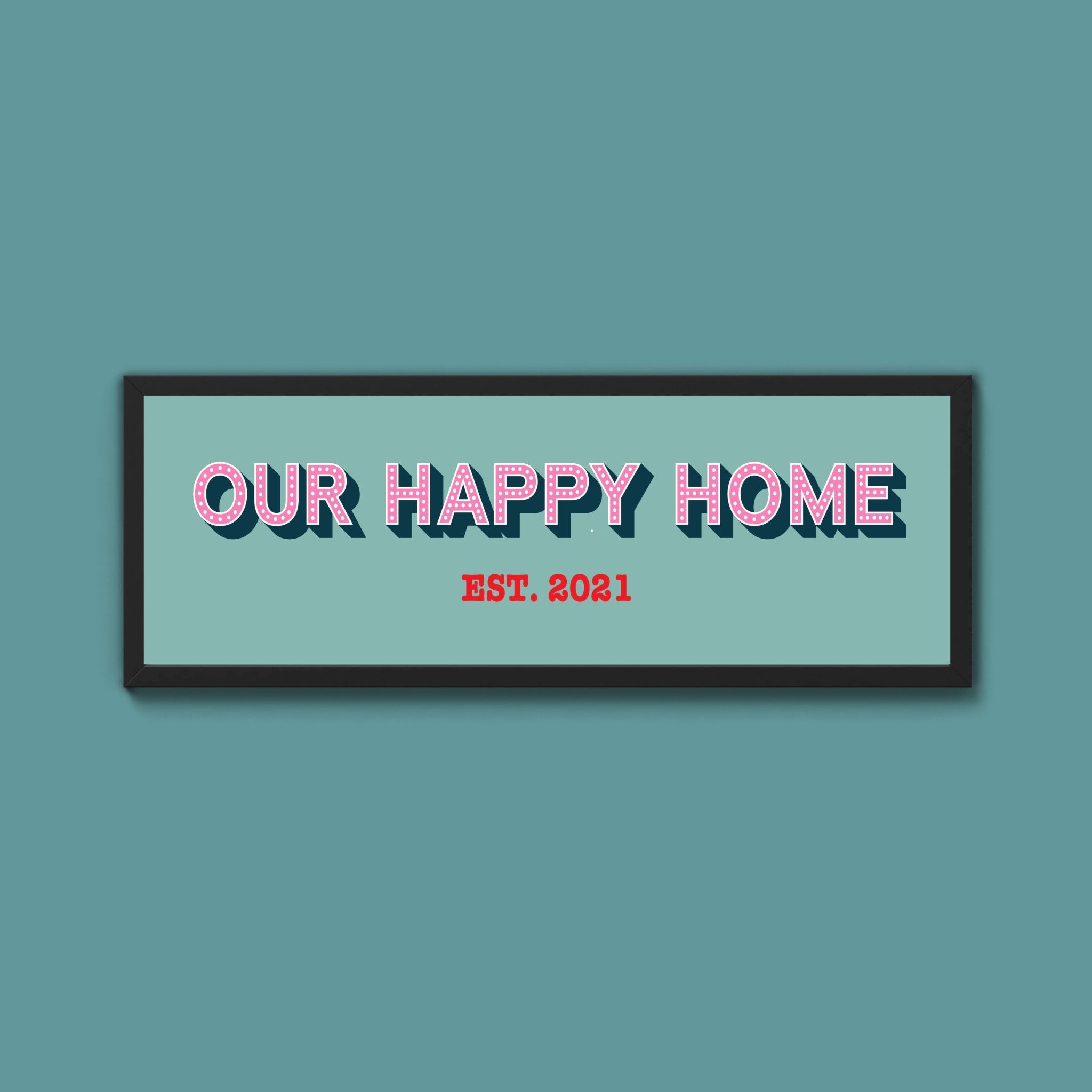 Personalised Our Happy Home Framed Print (New Style) - Above The Door