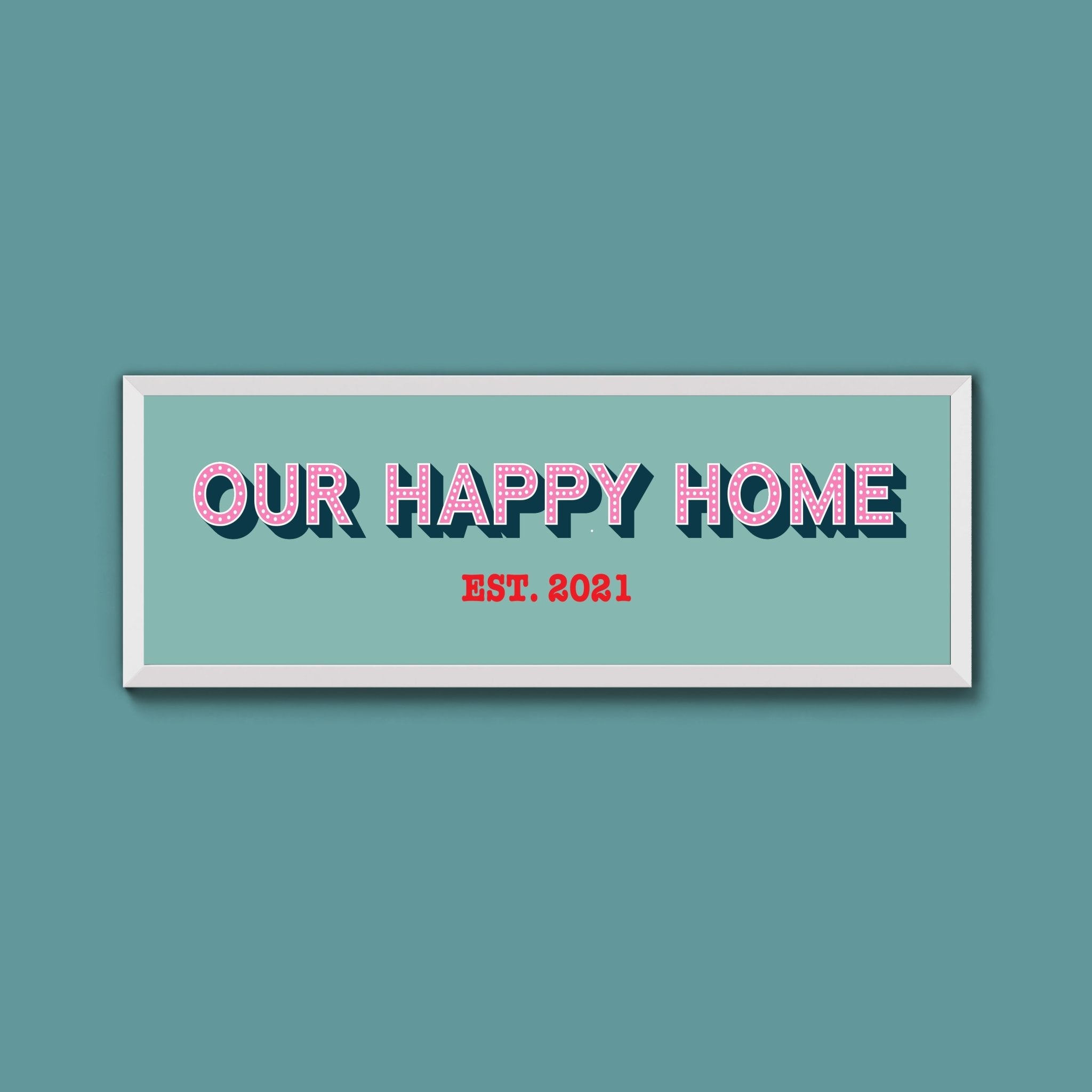 Personalised Our Happy Home Framed Print (New Style) - Above The Door