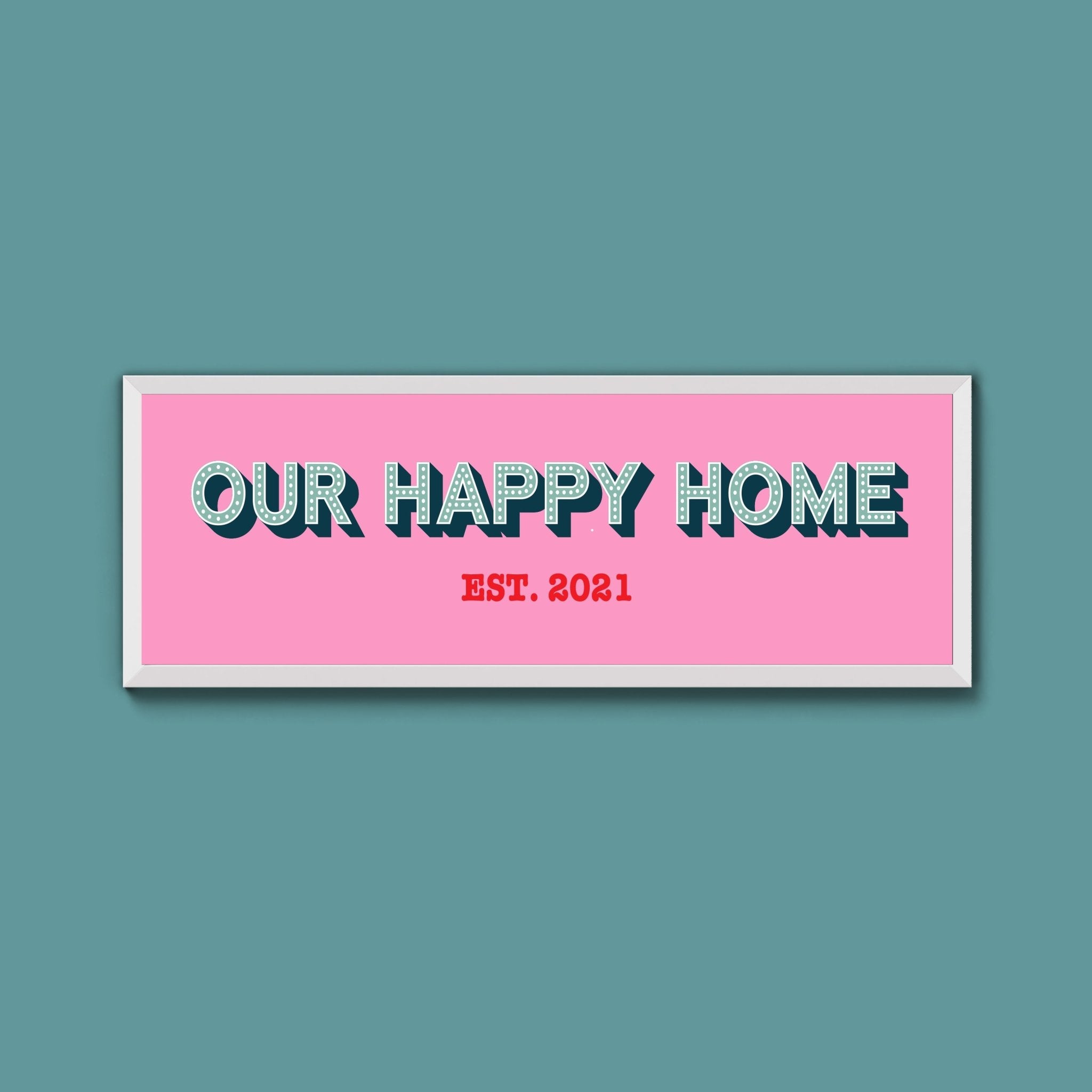 Personalised Our Happy Home Framed Print (New Style) - Above The Door