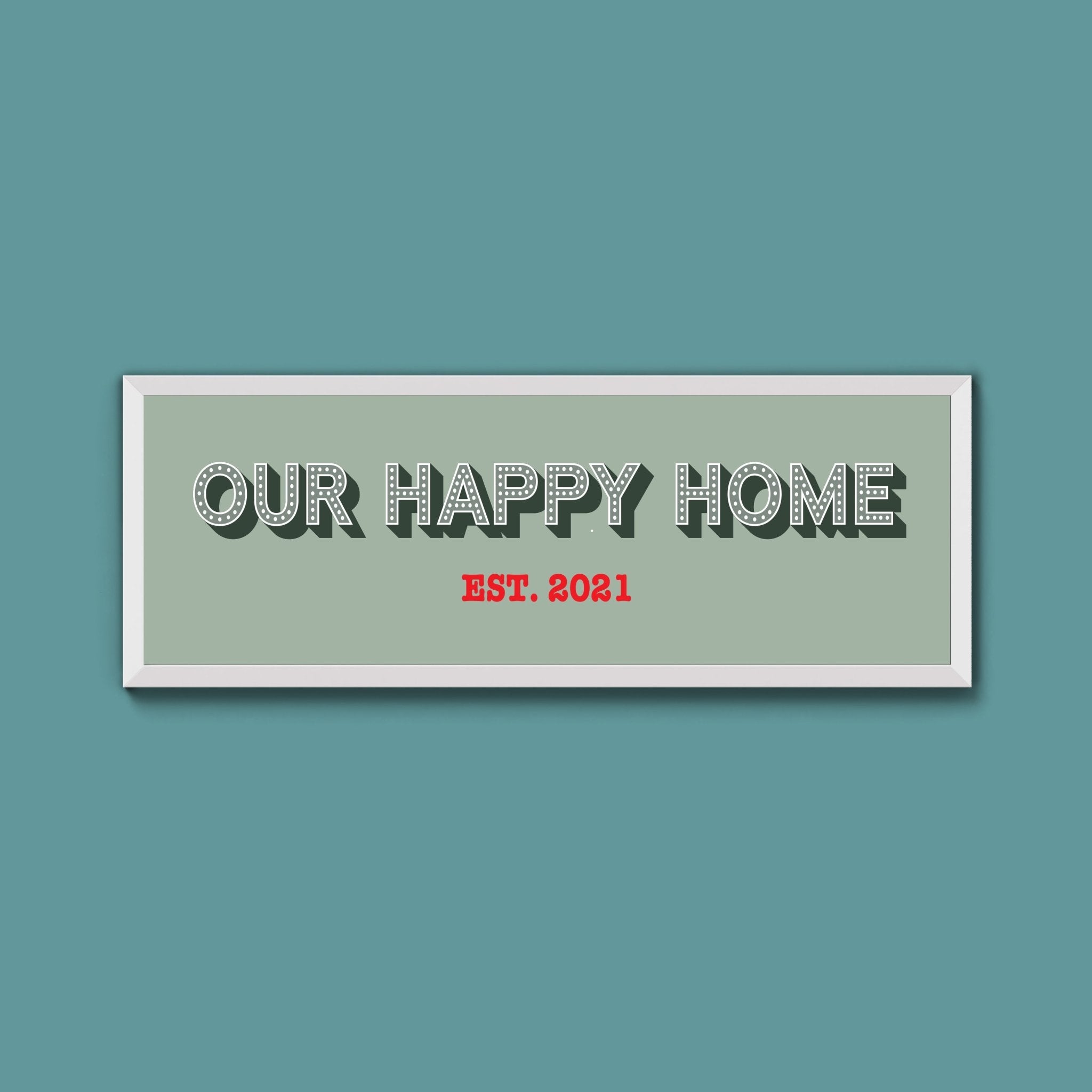 Personalised Our Happy Home Framed Print (New Style) - Above The Door