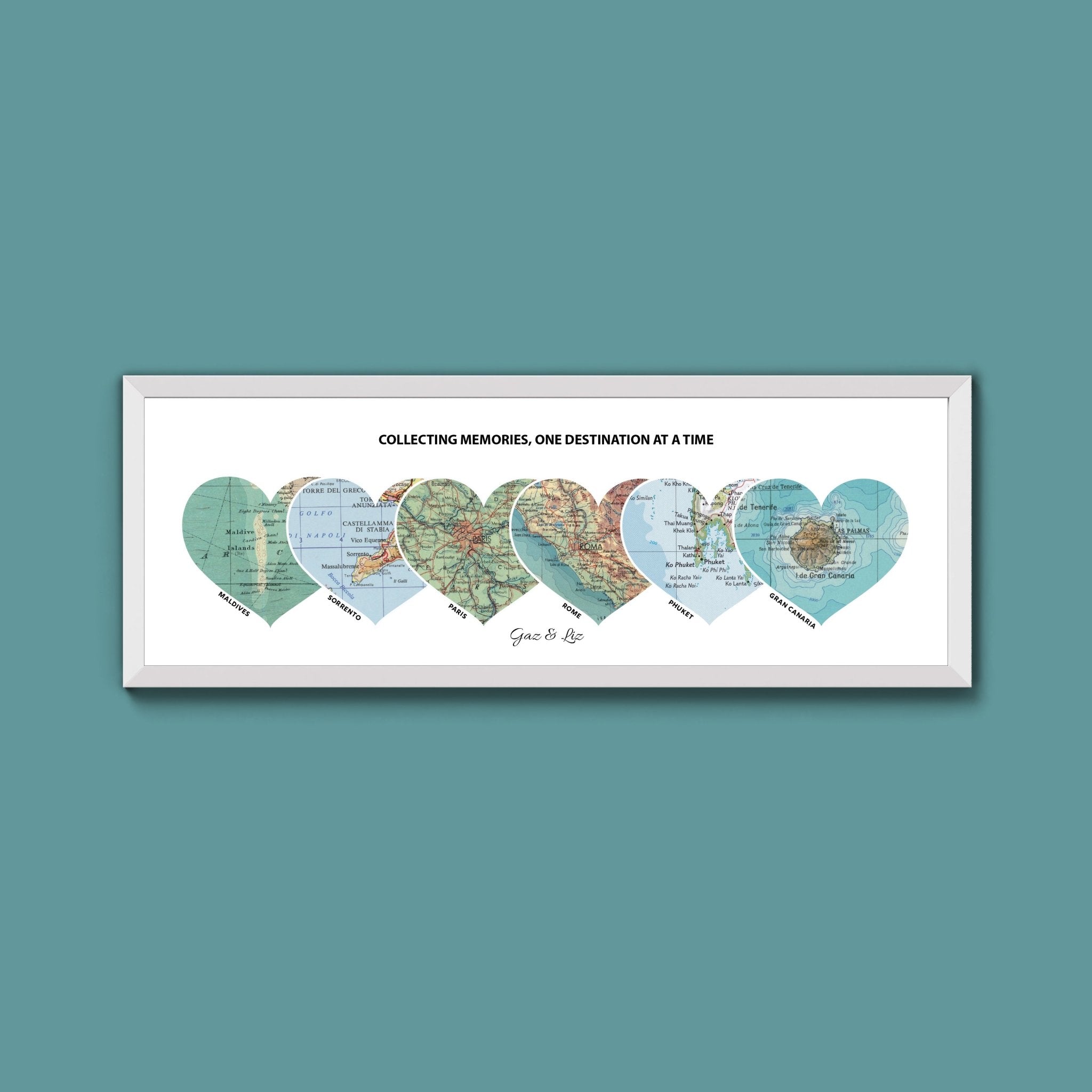 Personalised Travel Map Heart Print - Above The Door