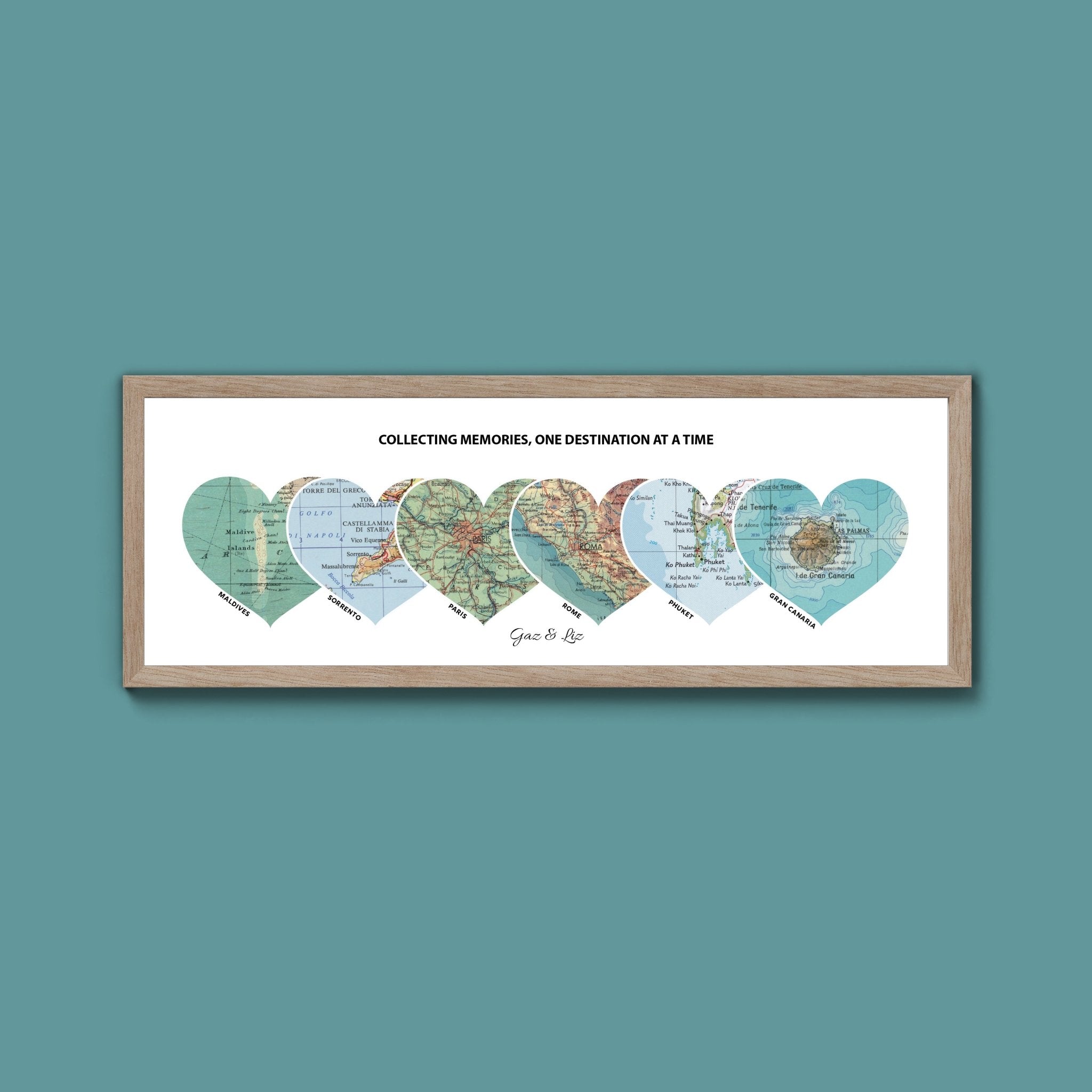 Personalised Travel Map Heart Print - Above The Door