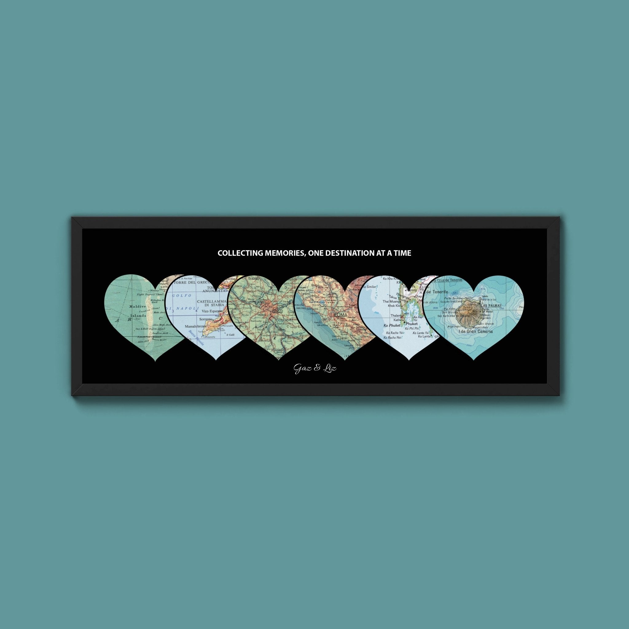 Personalised Travel Map Heart Print - Above The Door