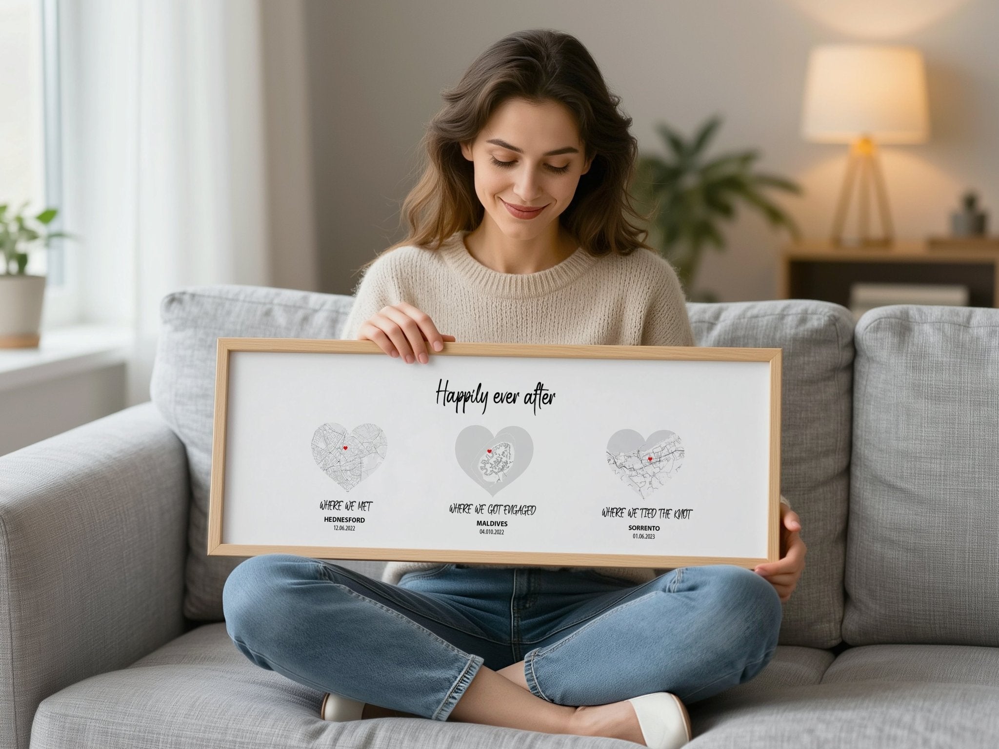 Personalised Travel Map Heart Print (New Style) - Above The Door