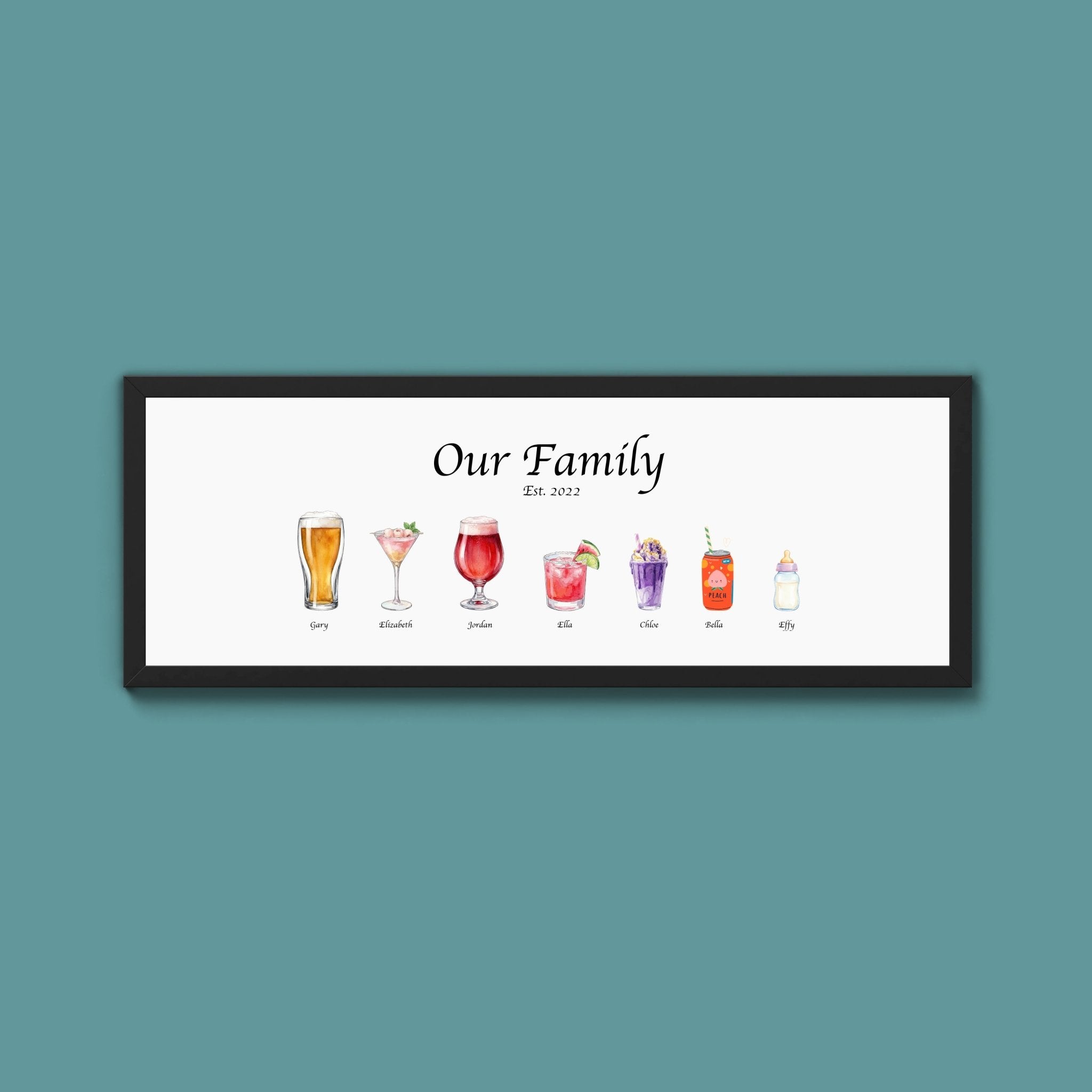 Personalised Watercolour Drinks Print - Above The Door