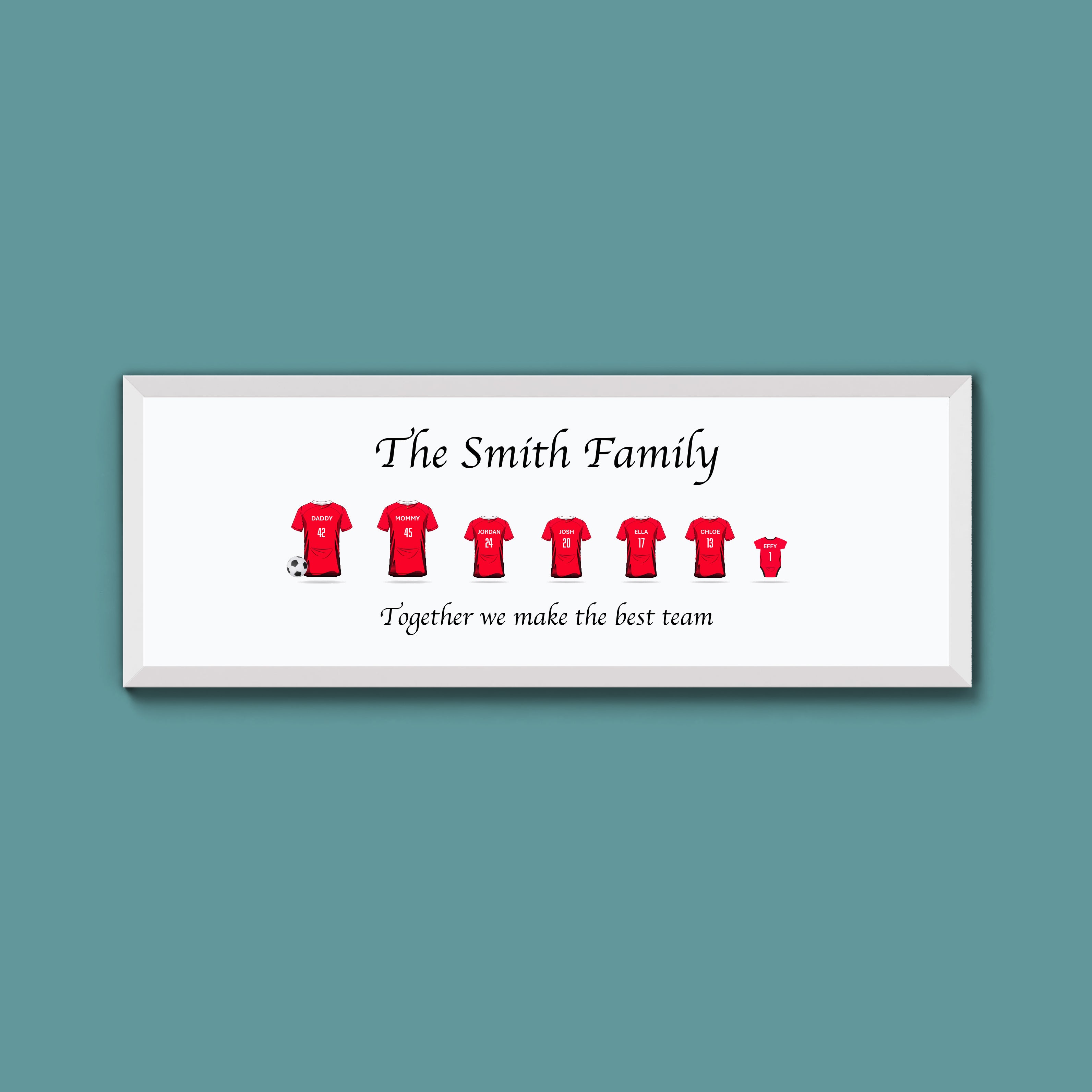 Personalised Family Football Shirts Framed Print
