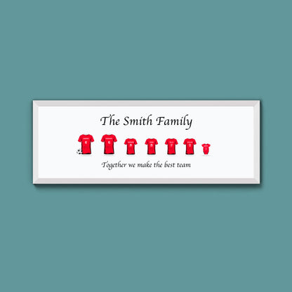 Personalised Family Football Shirts Framed Print