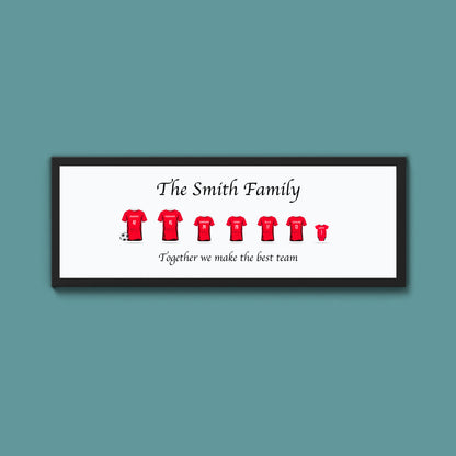 Personalised Family Football Shirts Framed Print