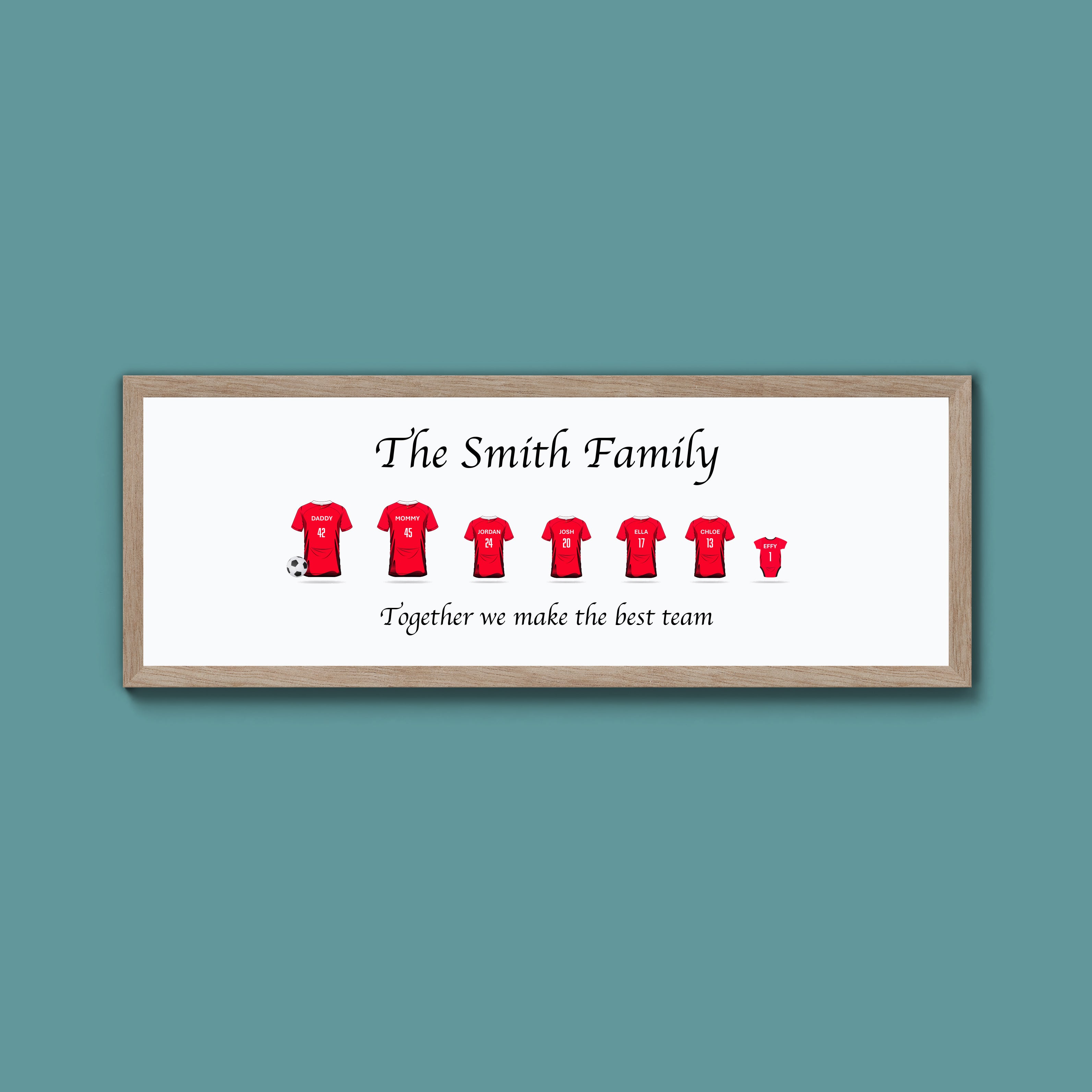 Personalised Family Football Shirts Framed Print