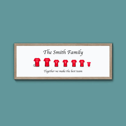 Personalised Family Football Shirts Framed Print