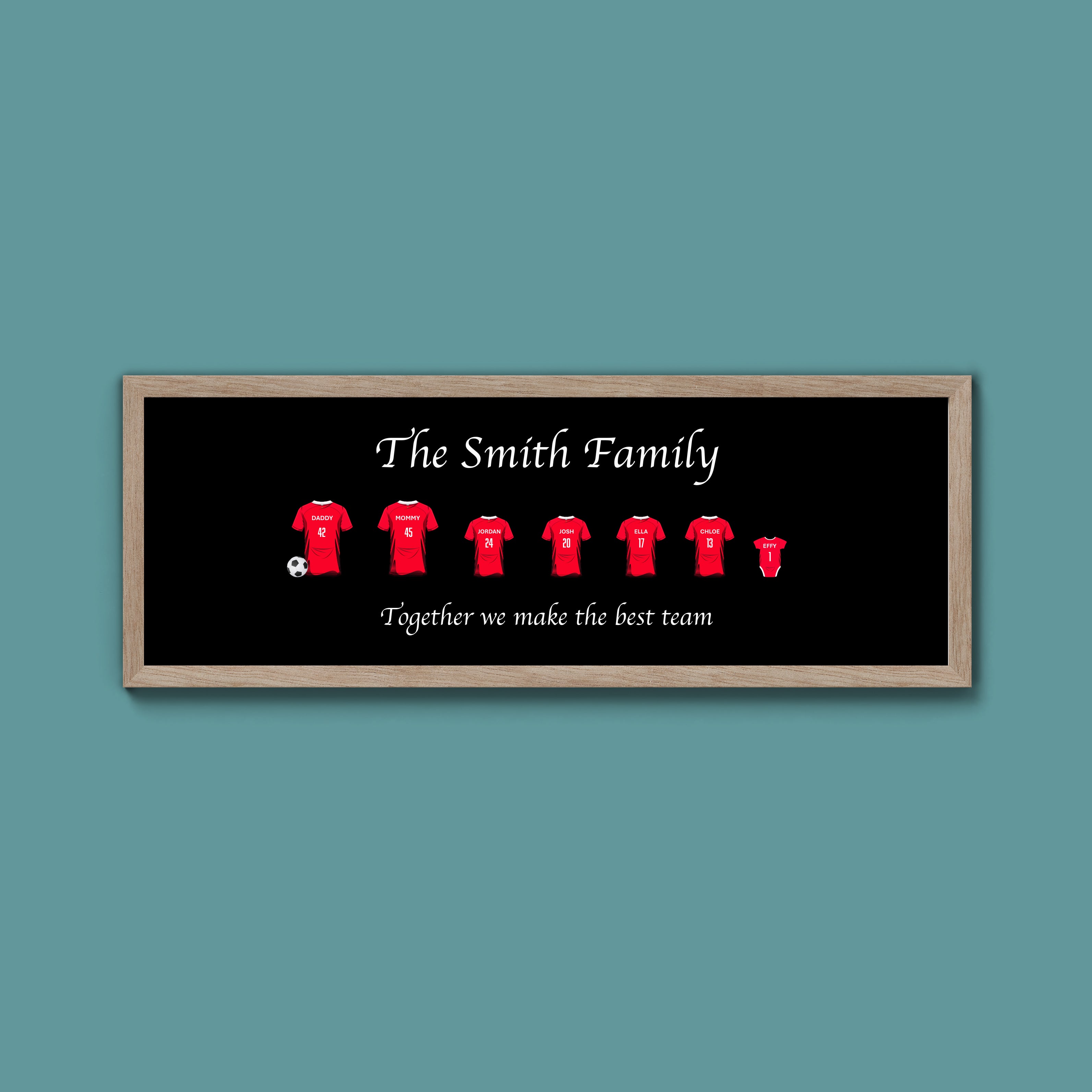 Personalised Family Football Shirts Framed Print
