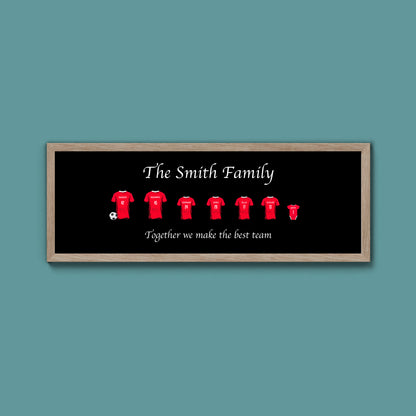 Personalised Family Football Shirts Framed Print