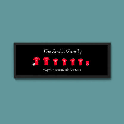 Personalised Family Football Shirts Framed Print