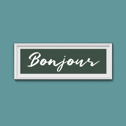 Bonjour Framed Print - Above The Door