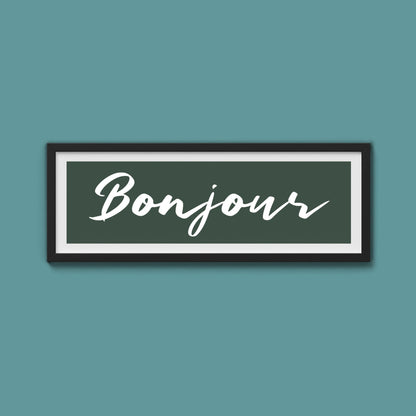 Bonjour Framed Print - Above The Door