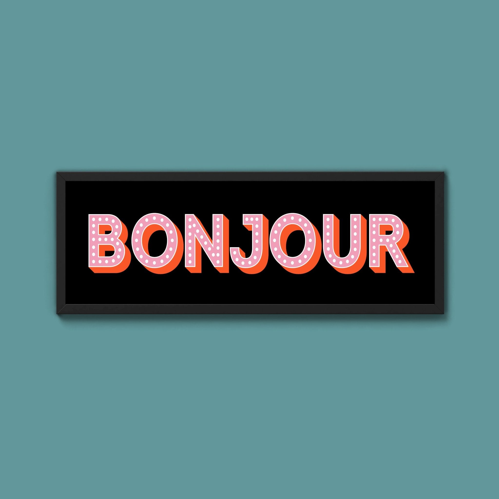 Bonjour Framed Print (New Style) - Above The Door