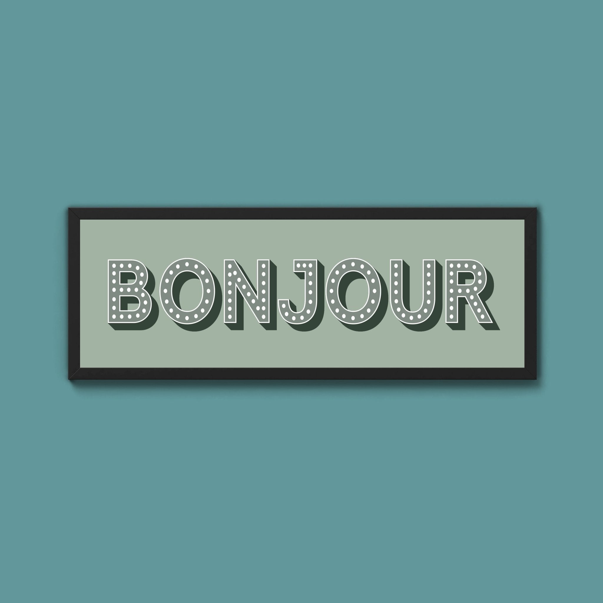 Bonjour Framed Print (New Style) - Above The Door