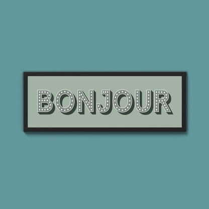 Bonjour Framed Print (New Style) - Above The Door