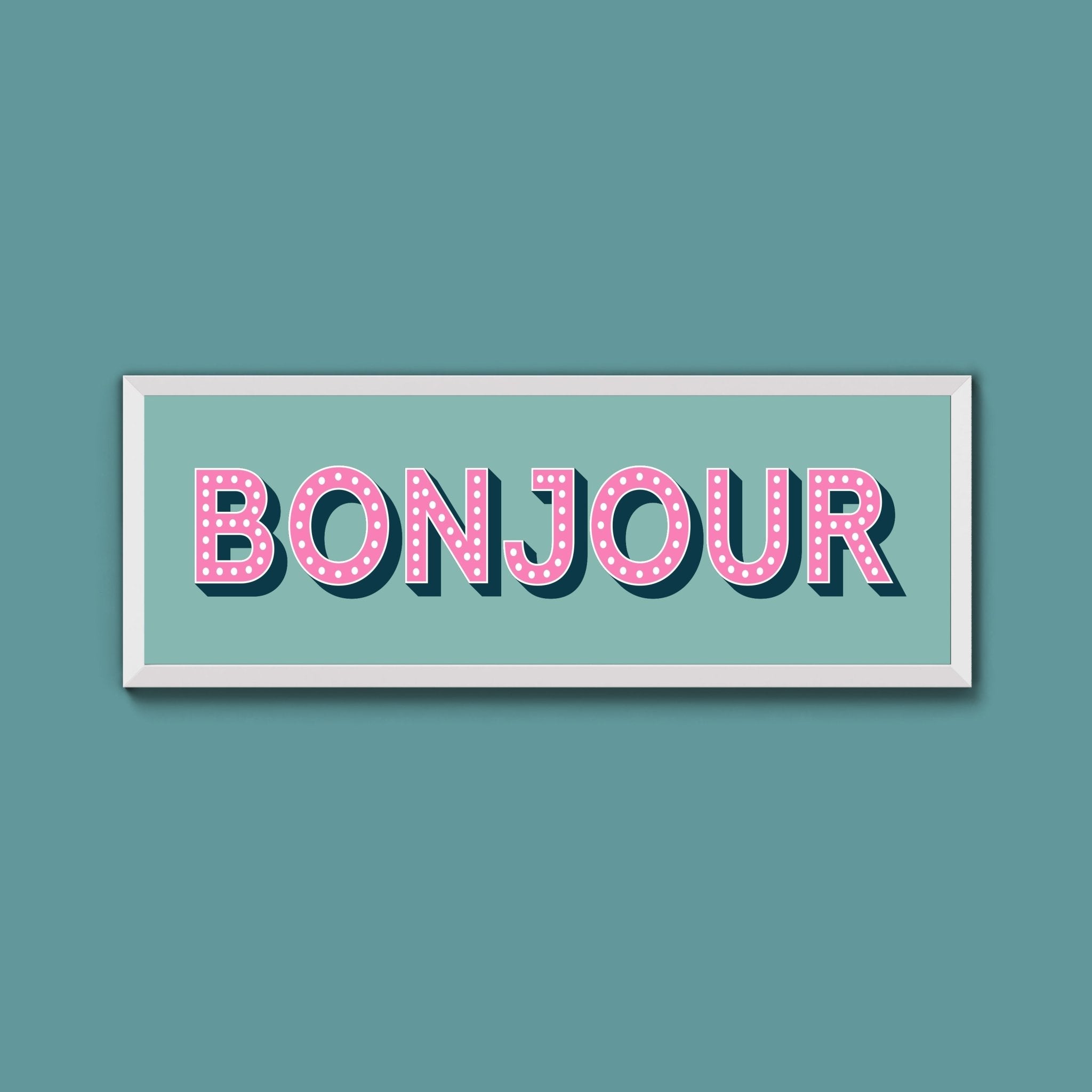 Bonjour Framed Print (New Style) - Above The Door