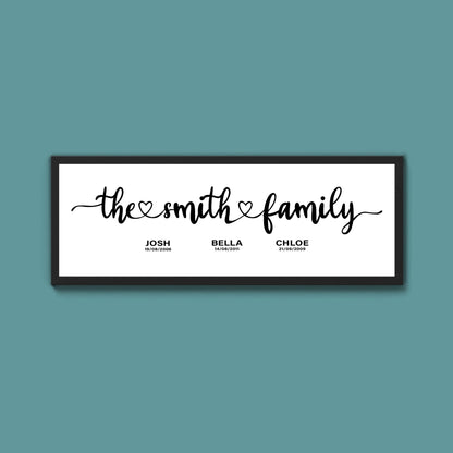 Custom Family Framed Print (New Style) - Above The Door