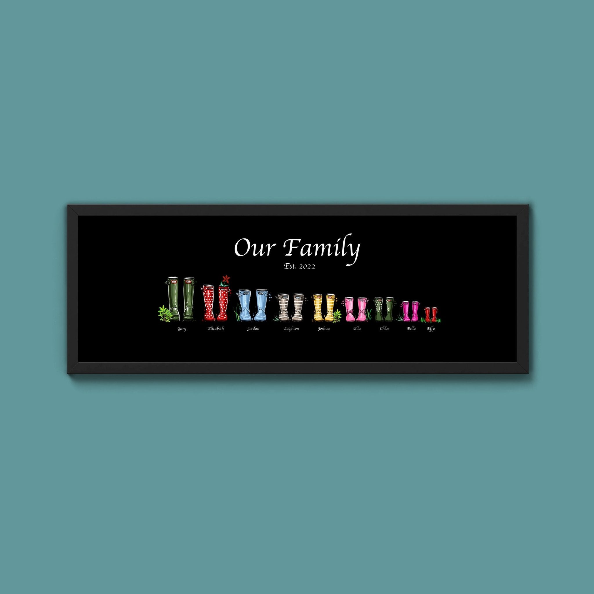 Custom Family Wellies Framed Print (New Style) - Above The Door
