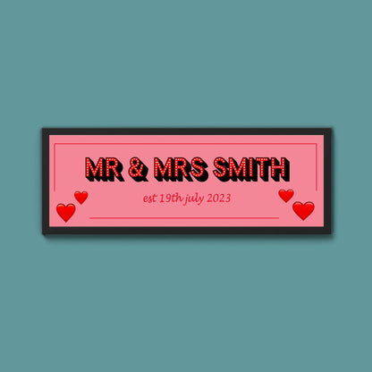 Mr And Mrs Couples Personalised Framed Print (New Style) - Above The Door
