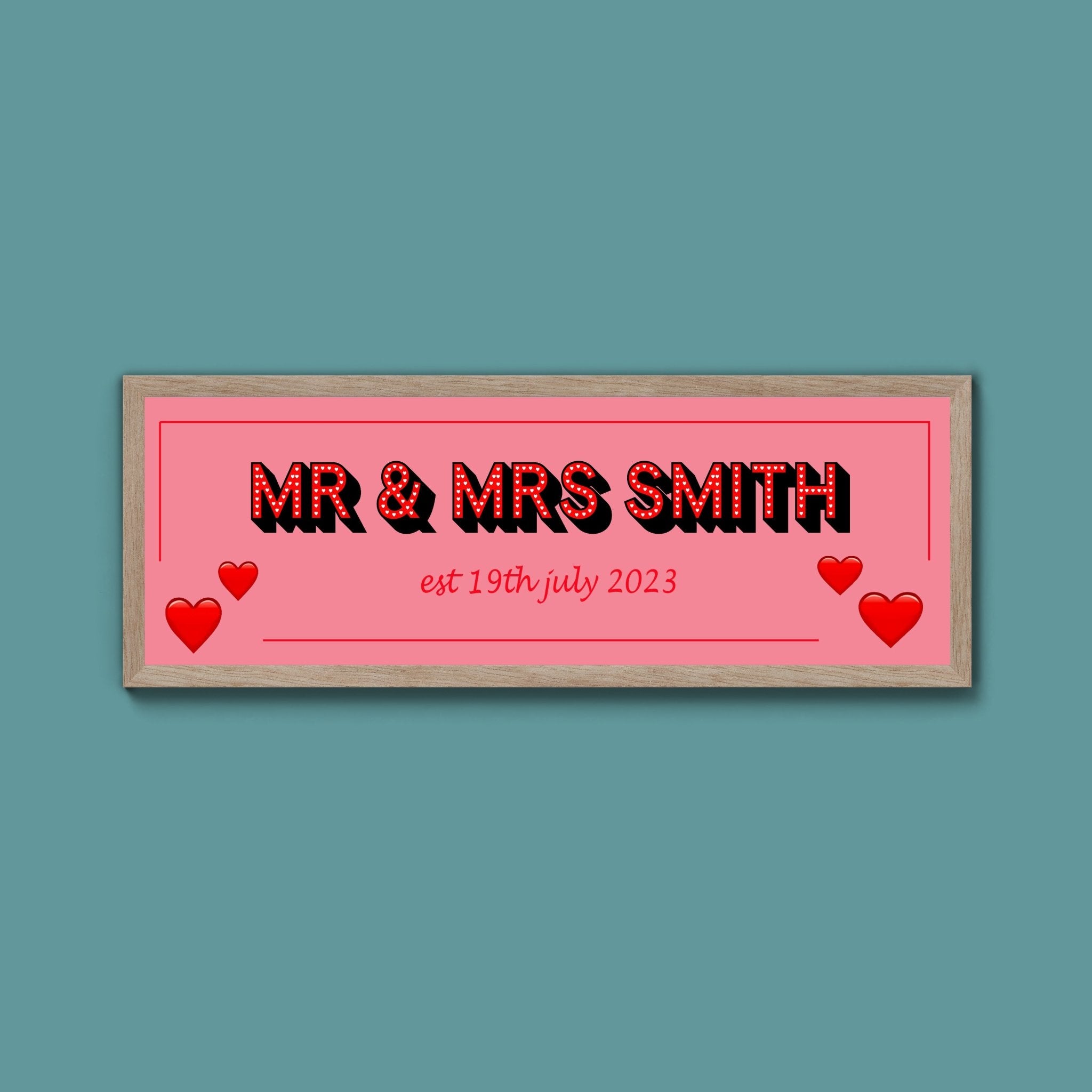Mr And Mrs Couples Personalised Framed Print (New Style) - Above The Door