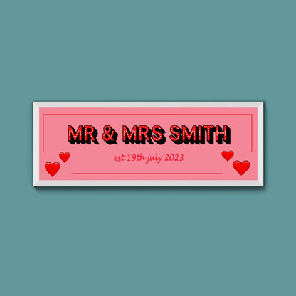 Mr And Mrs Couples Personalised Framed Print (New Style) - Above The Door