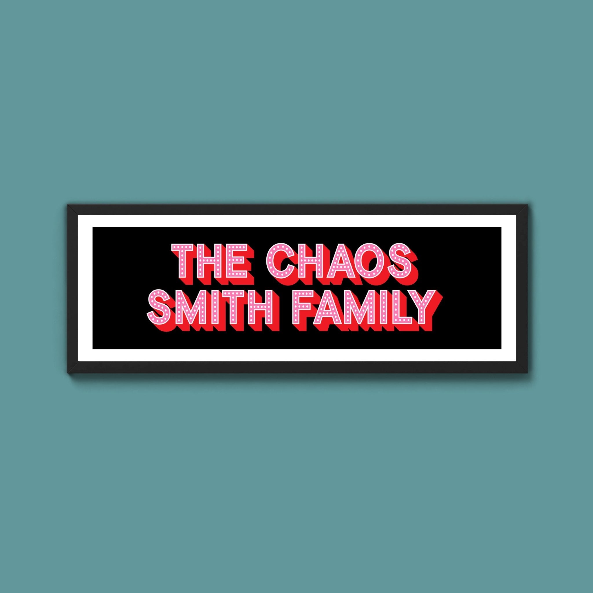 Personalised Chaos Family Name Framed Print (New Style) - Above The Door