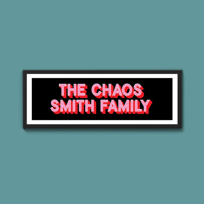 Personalised Chaos Family Name Framed Print (New Style) - Above The Door