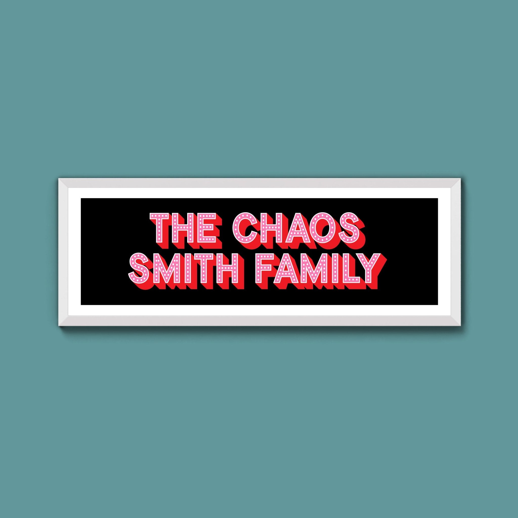 Personalised Chaos Family Name Framed Print (New Style) - Above The Door