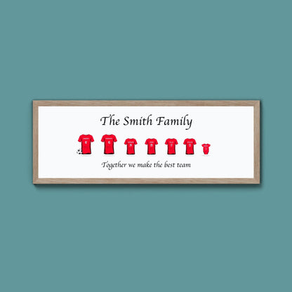Personalised Family Football Shirts Framed Print - Above The Door