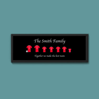 Personalised Family Football Shirts Framed Print - Above The Door