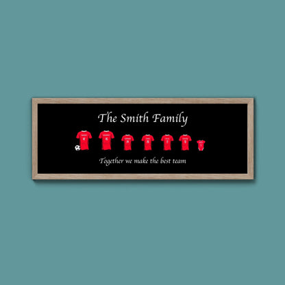 Personalised Family Football Shirts Framed Print - Above The Door