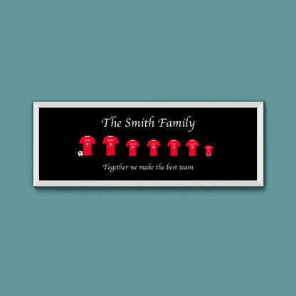 Personalised Family Football Shirts Framed Print - Above The Door