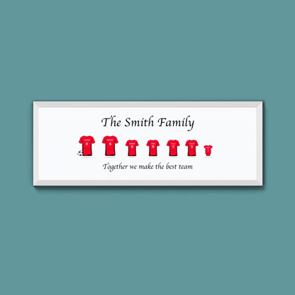 Personalised Family Football Shirts Framed Print - Above The Door