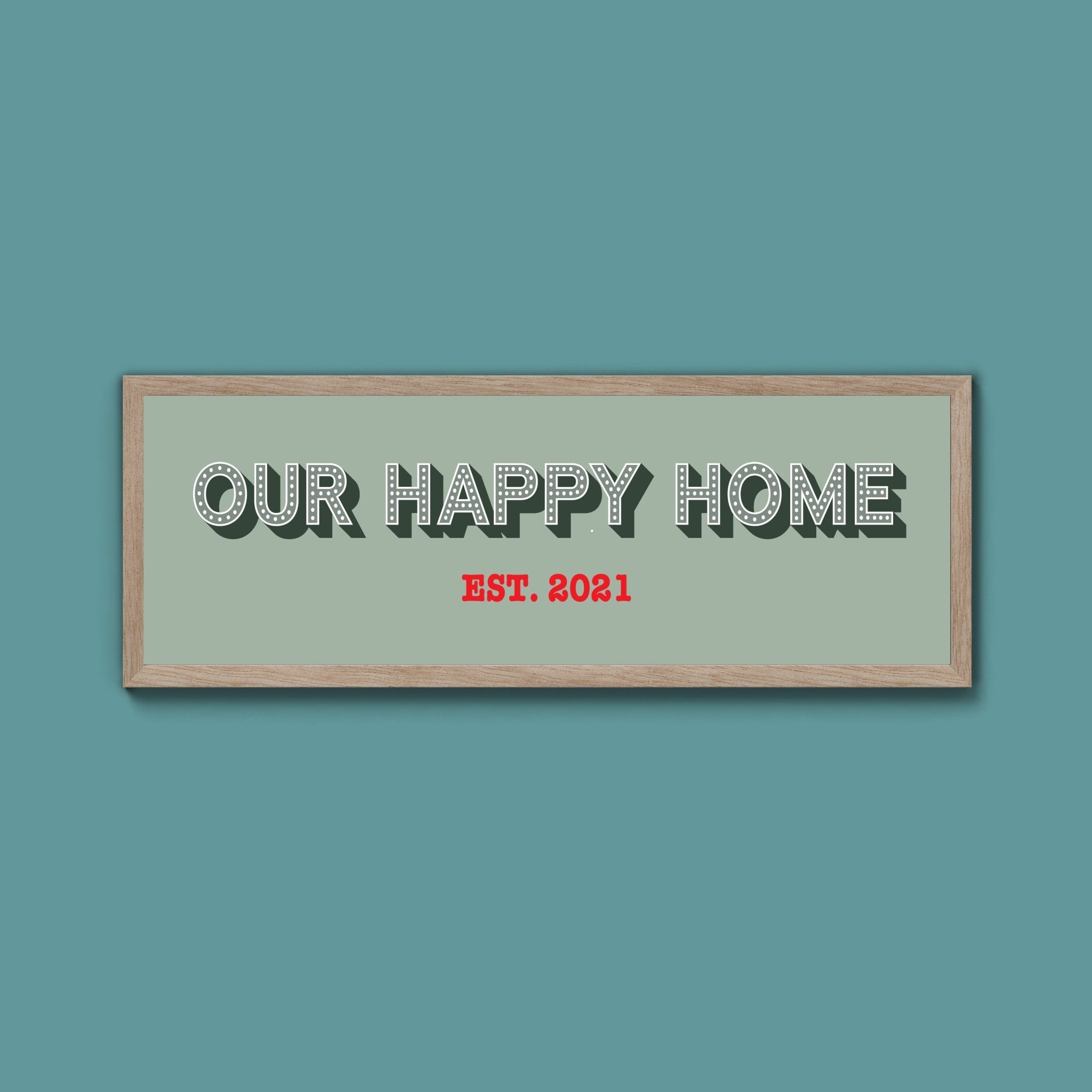 Personalised Our Happy Home Framed Print (New Style) - Above The Door
